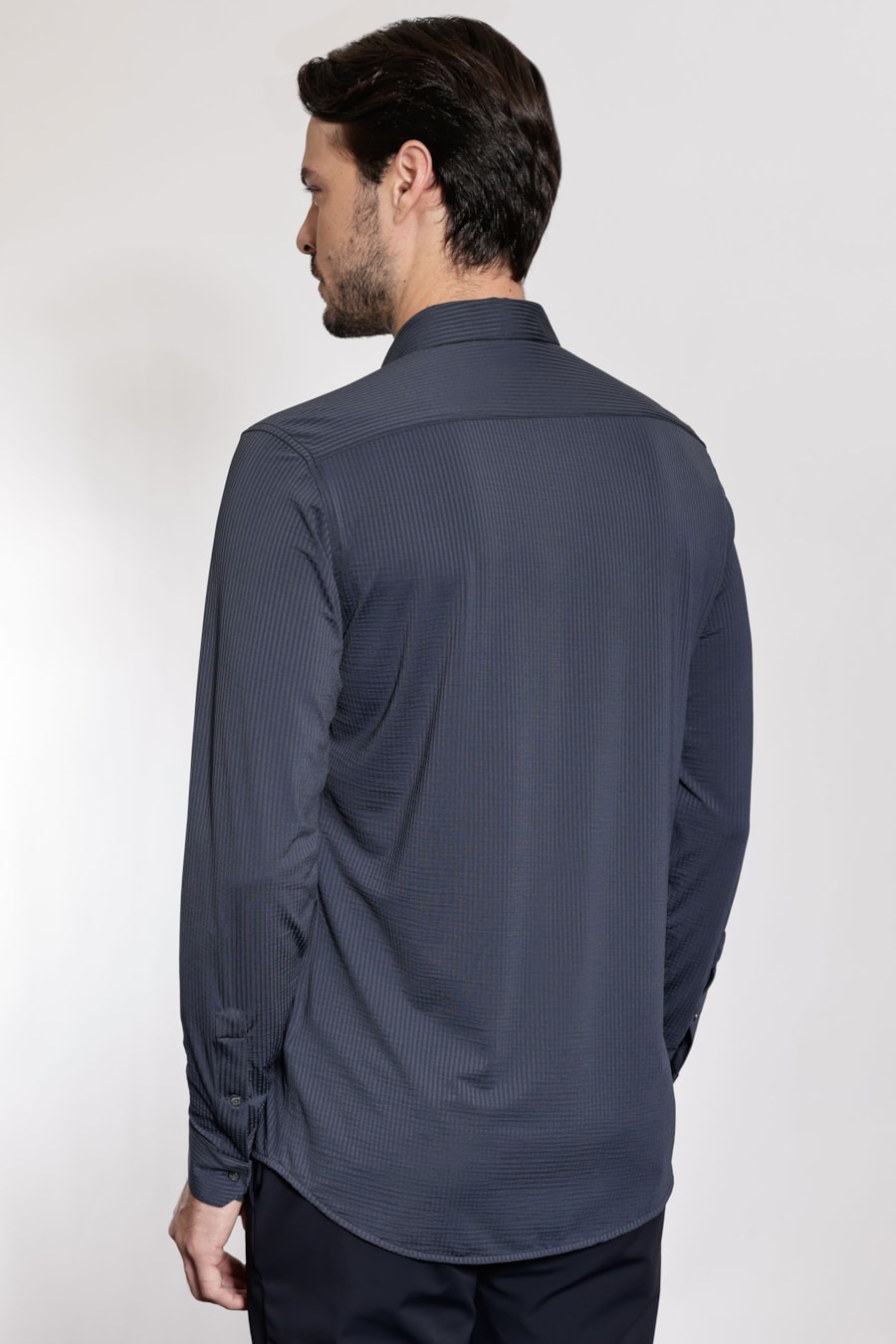 Camisa Manga Longa Texturizada Elastic Wave Marinho — foto 4 de 5