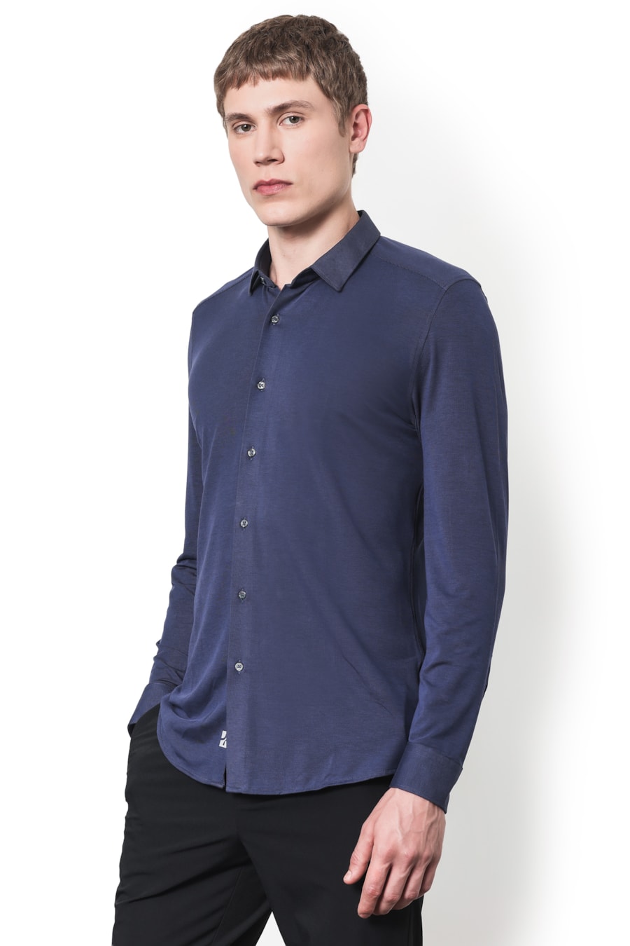 Camisa Manga Longa Total Soft Azul Com Preto — foto 1 de 7