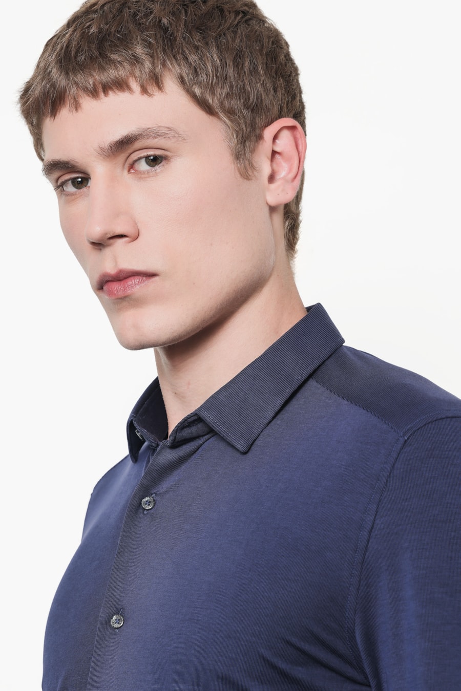 Camisa Manga Longa Total Soft Azul Com Preto — foto 3 de 7
