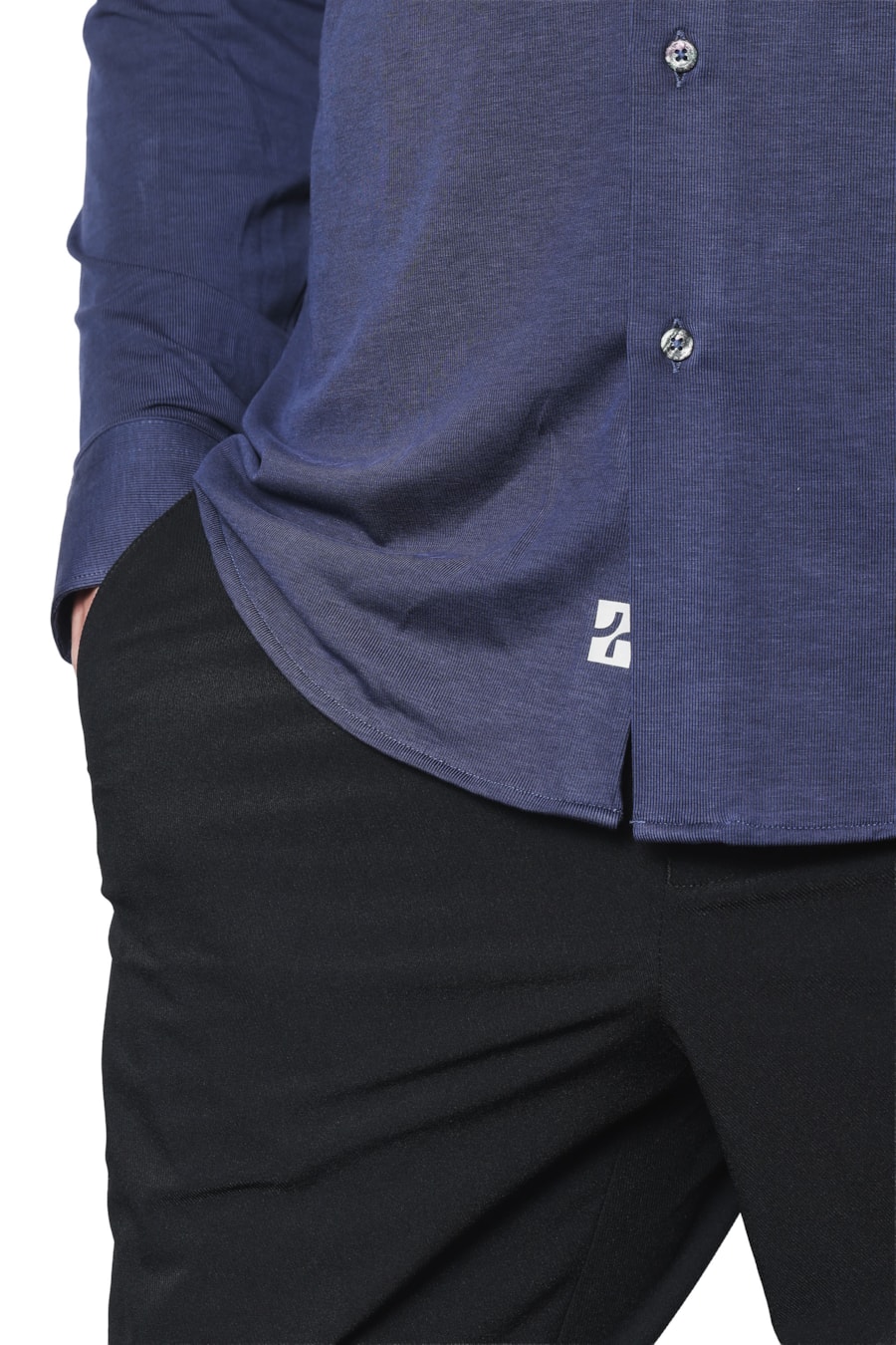 Camisa Manga Longa Total Soft Azul Com Preto — foto 4 de 7