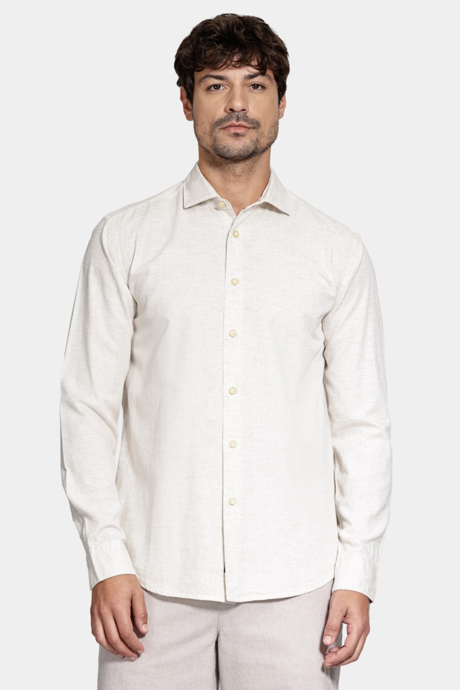 Camisa Manga Longa Tricoline Linho Natural — foto 1 de 6