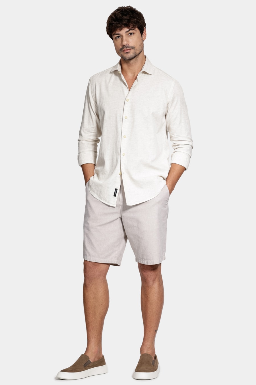 Camisa Manga Longa Tricoline Linho Natural — foto 2 de 6