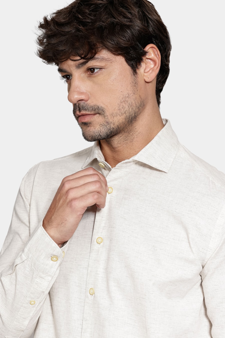 Camisa Manga Longa Tricoline Linho Natural — foto 3 de 6