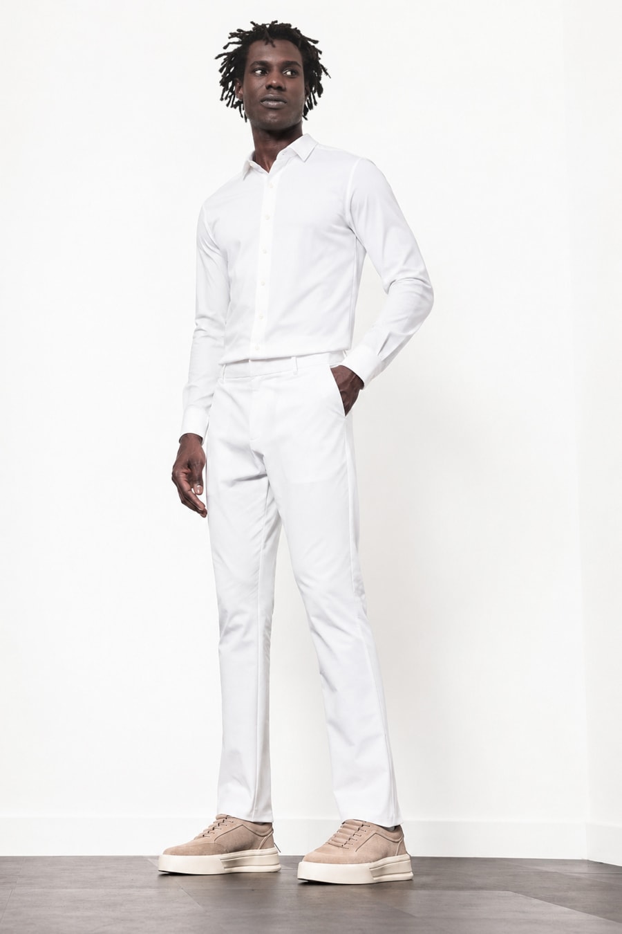 Camisa Manga Longa Twill Tech Branco — foto 2 de 5