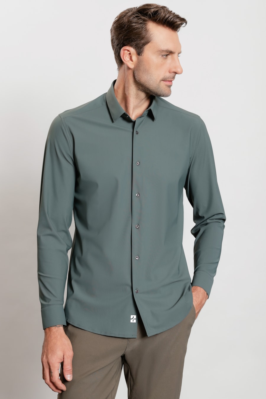 Camisa Manga Longa Urban Fresh Verde Militar — foto 1 de 6