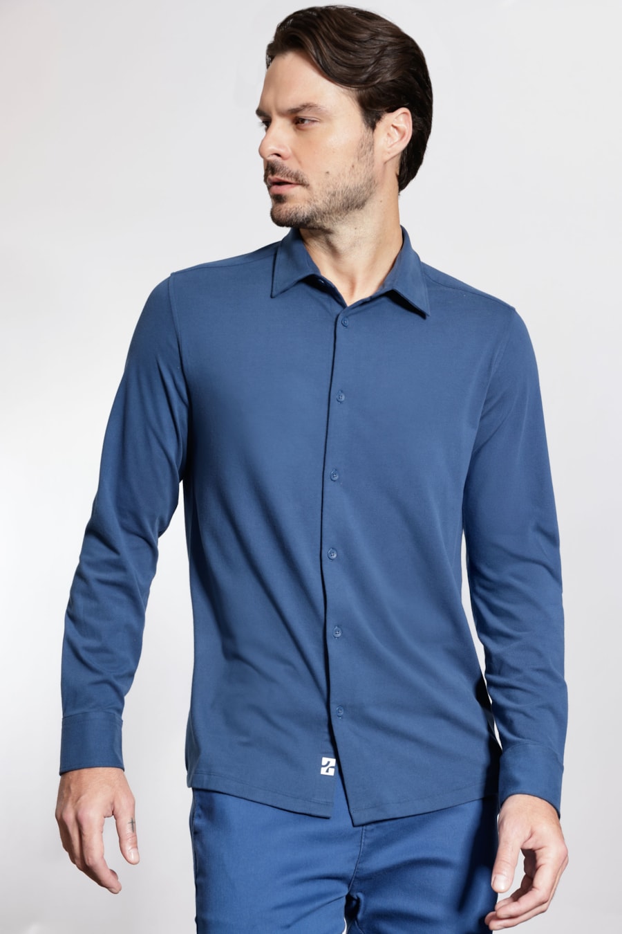 Camisa Manga Longa Urban Velvet Azul Royal — foto 1 de 5