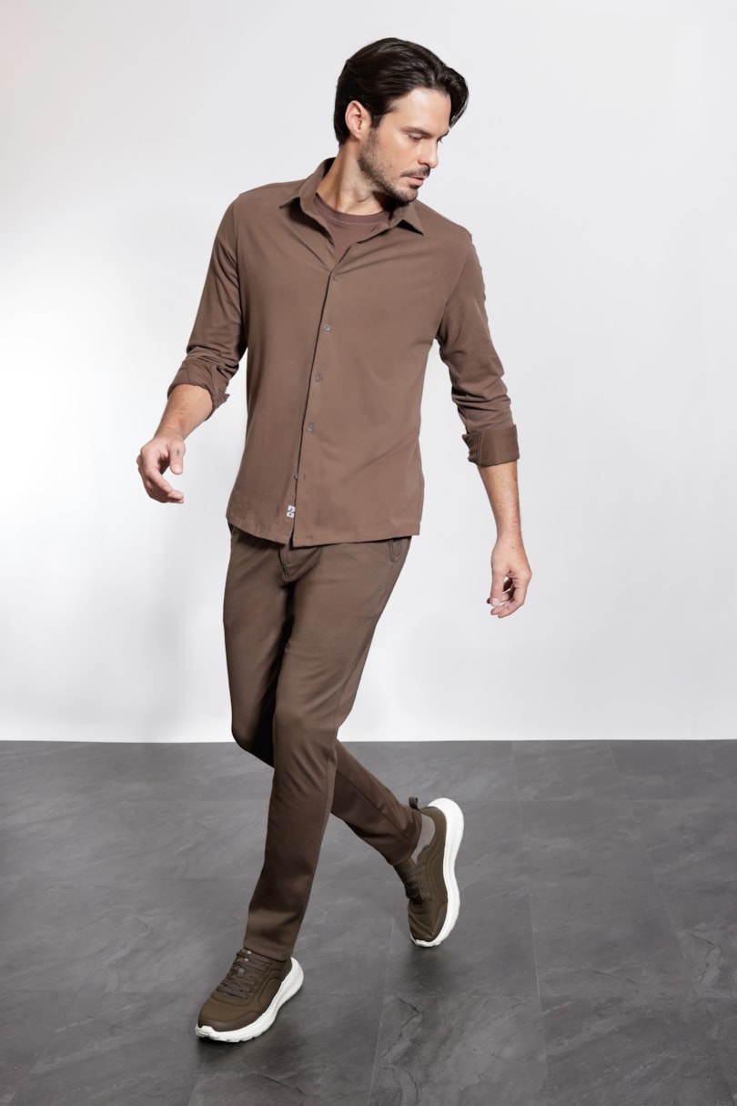 Camisa Manga Longa Urban Velvet Ocre