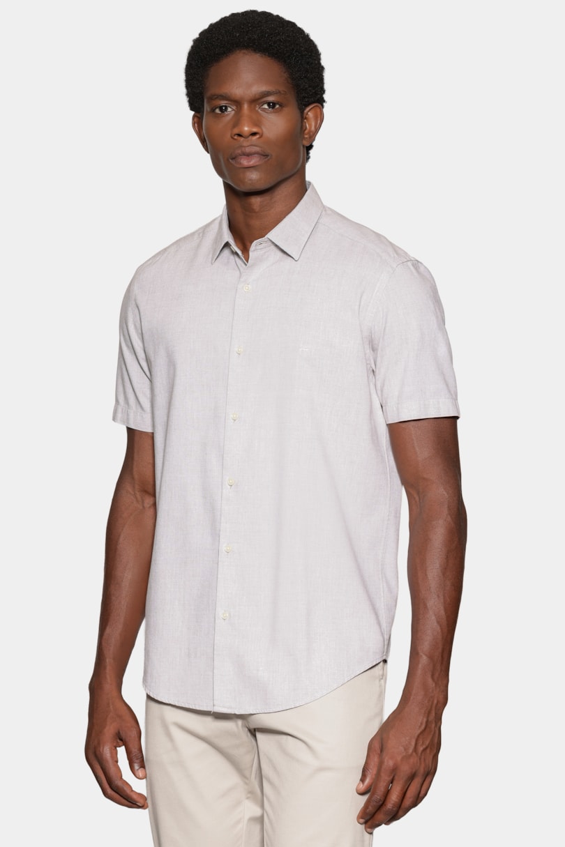 Camisa Marca Curta Slim Algodao Modal Boa Vista Caqui