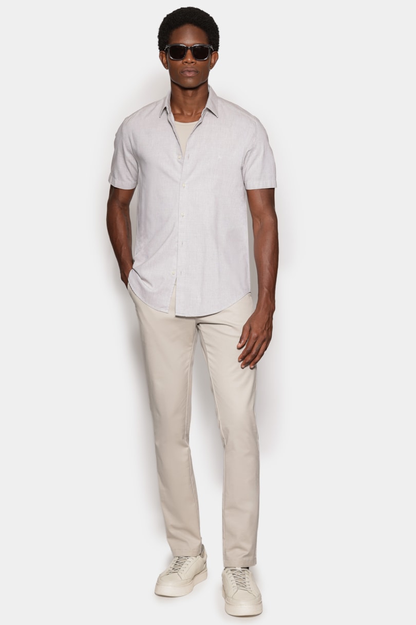 Camisa Marca Curta Slim Algodao Modal Boa Vista Caqui