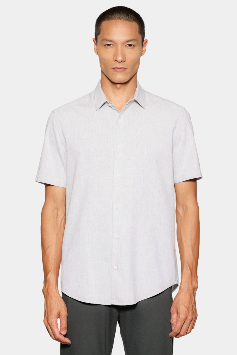 Camisa Marca Curta Slim Algodao Modal Boa Vista Verde Pistache