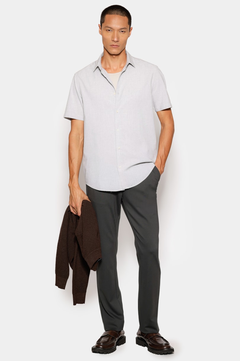 Camisa Marca Curta Slim Algodao Modal Boa Vista Verde Pistache
