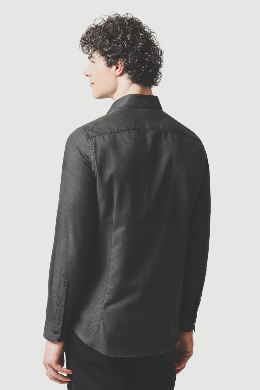 Camisa Masculina Manga Longa Slim Algodão Egípcio Maquinetada Verde Escuro — foto 4 de 6