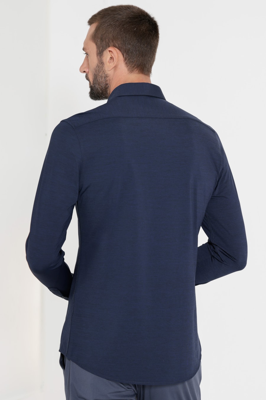 Camisa Melange Manga Longa Marinho — foto 4 de 6