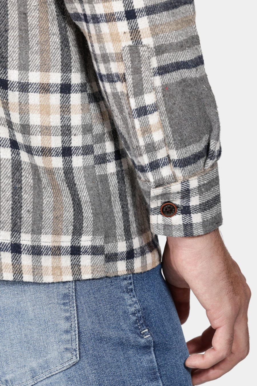 Camisa Overshirt Flanela Xadrez Cinza — foto 4 de 6