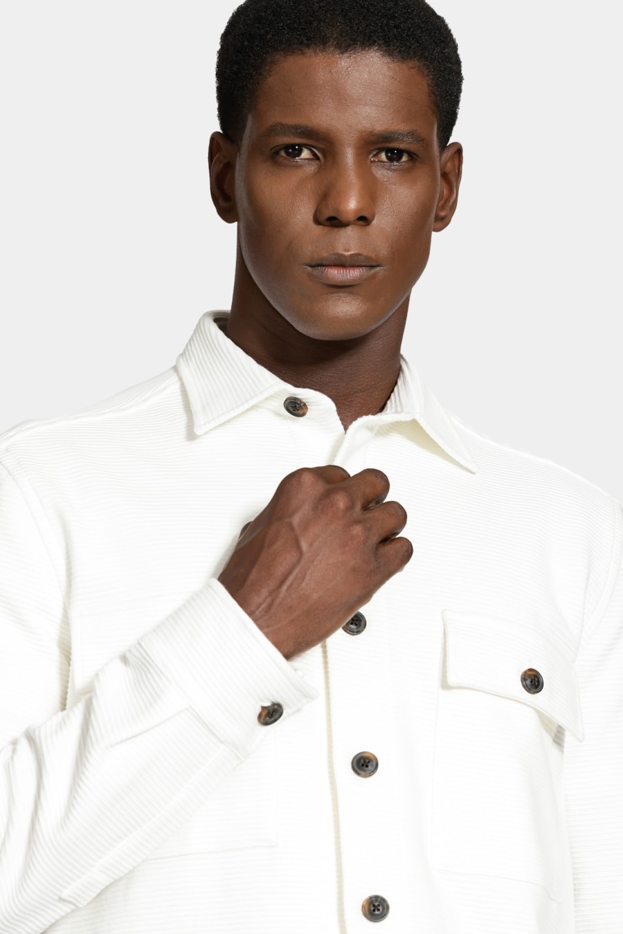 Camisa Overshirt Textura Horizontal Off White — foto 3 de 6