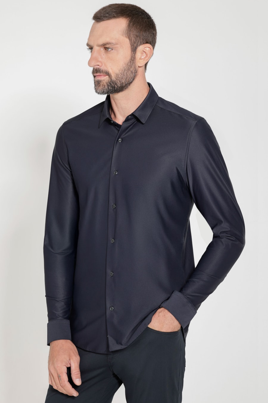 Camisa Piquet Biodegradável Manga Longa Preto — foto 1 de 6