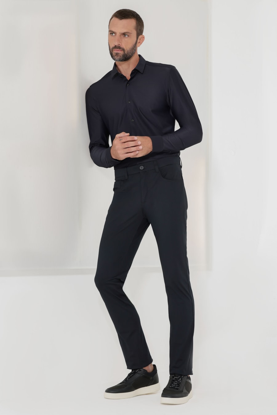 Camisa Piquet Biodegradável Manga Longa Preto — foto 2 de 6