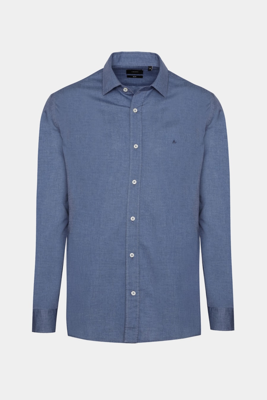 Camisa Regilar Algodão Manga Longa Fil a Fil Azul Forte — foto 1 de 2