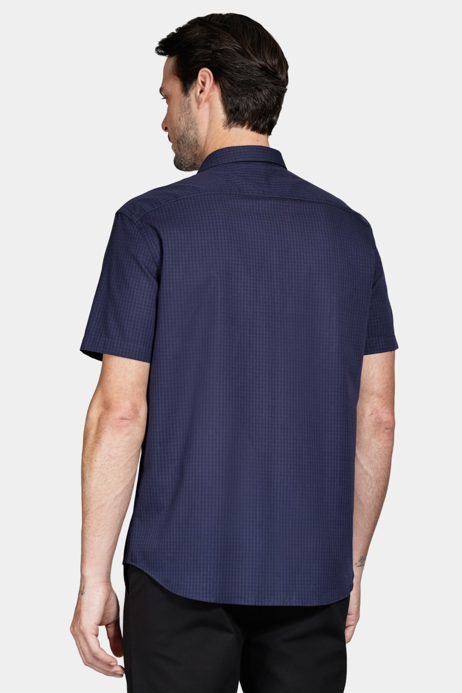 Camisa Regular Algodão Damero Marinho/Marinho — foto 4 de 6