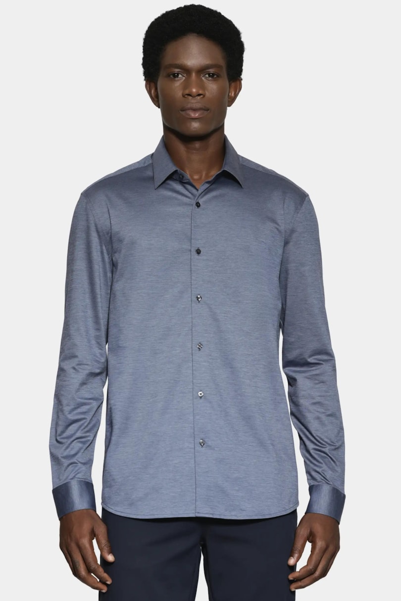 Camisa Regular Algodão Easy Care Azul Indigo