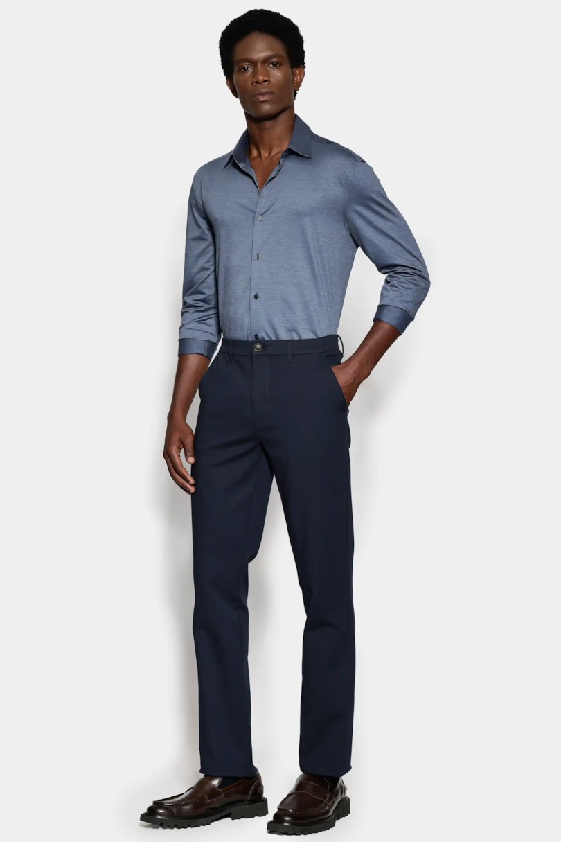 Camisa Regular Algodão Easy Care Azul Indigo