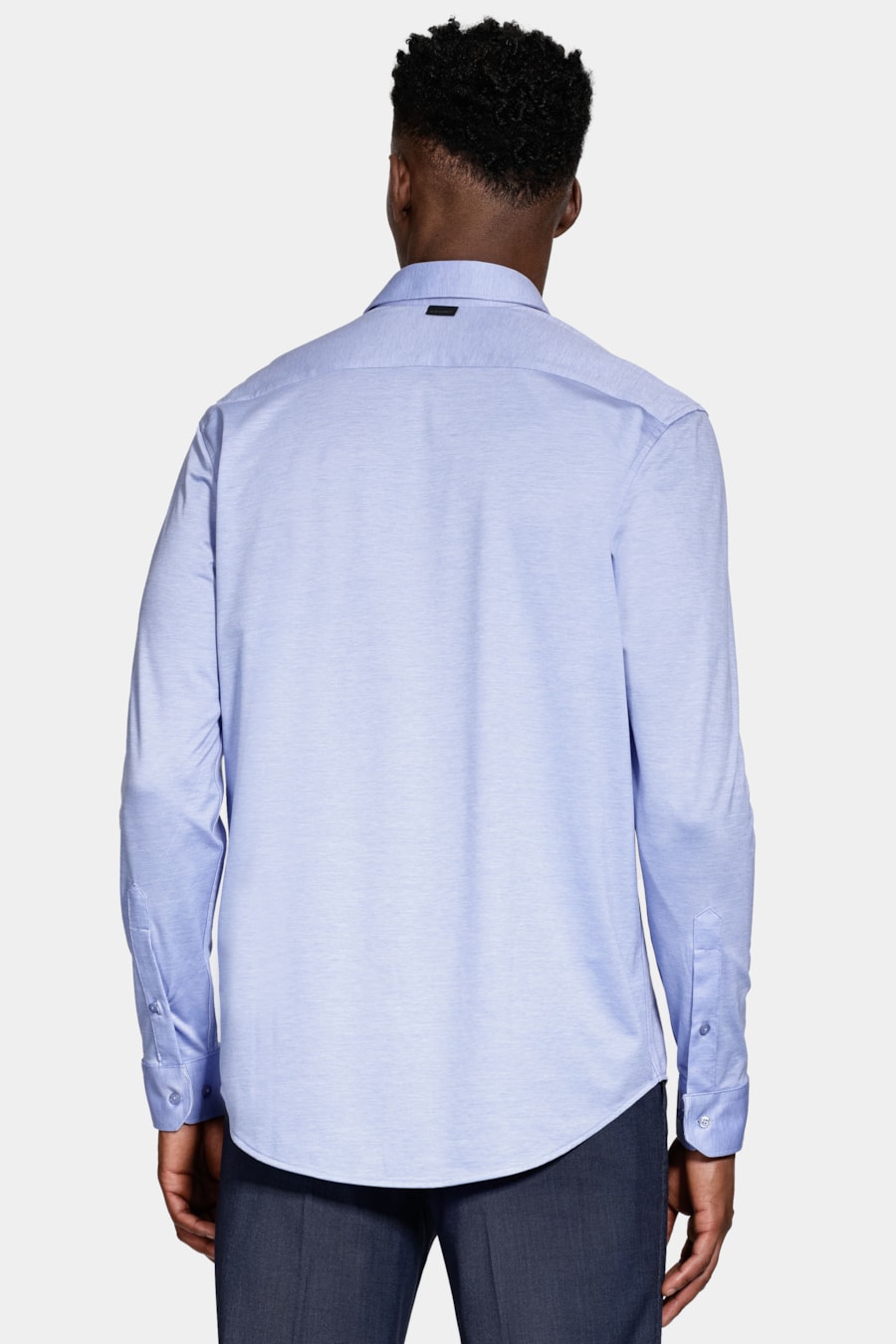 Camisa Regular Algodão Easy Care Manga Longa Azul — foto 4 de 6