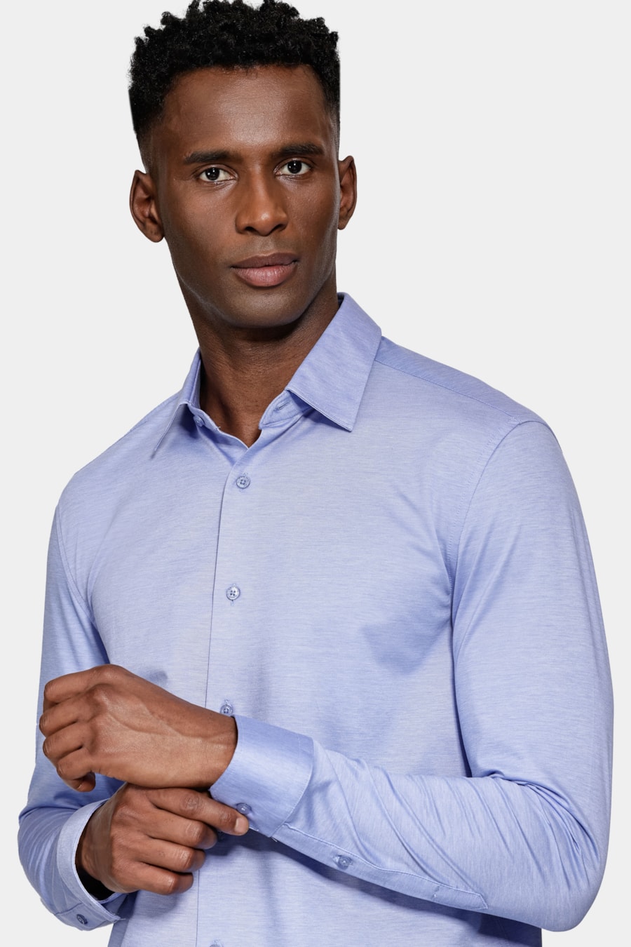 Camisa Regular Algodão Easy Care Manga Longa Azul — foto 3 de 6