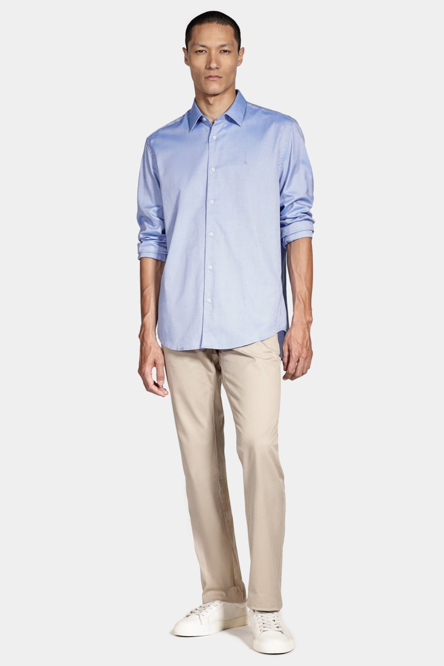 Camisa Regular Algodão Egípcio Fio 100 Maquinetada Azul — foto 2 de 6