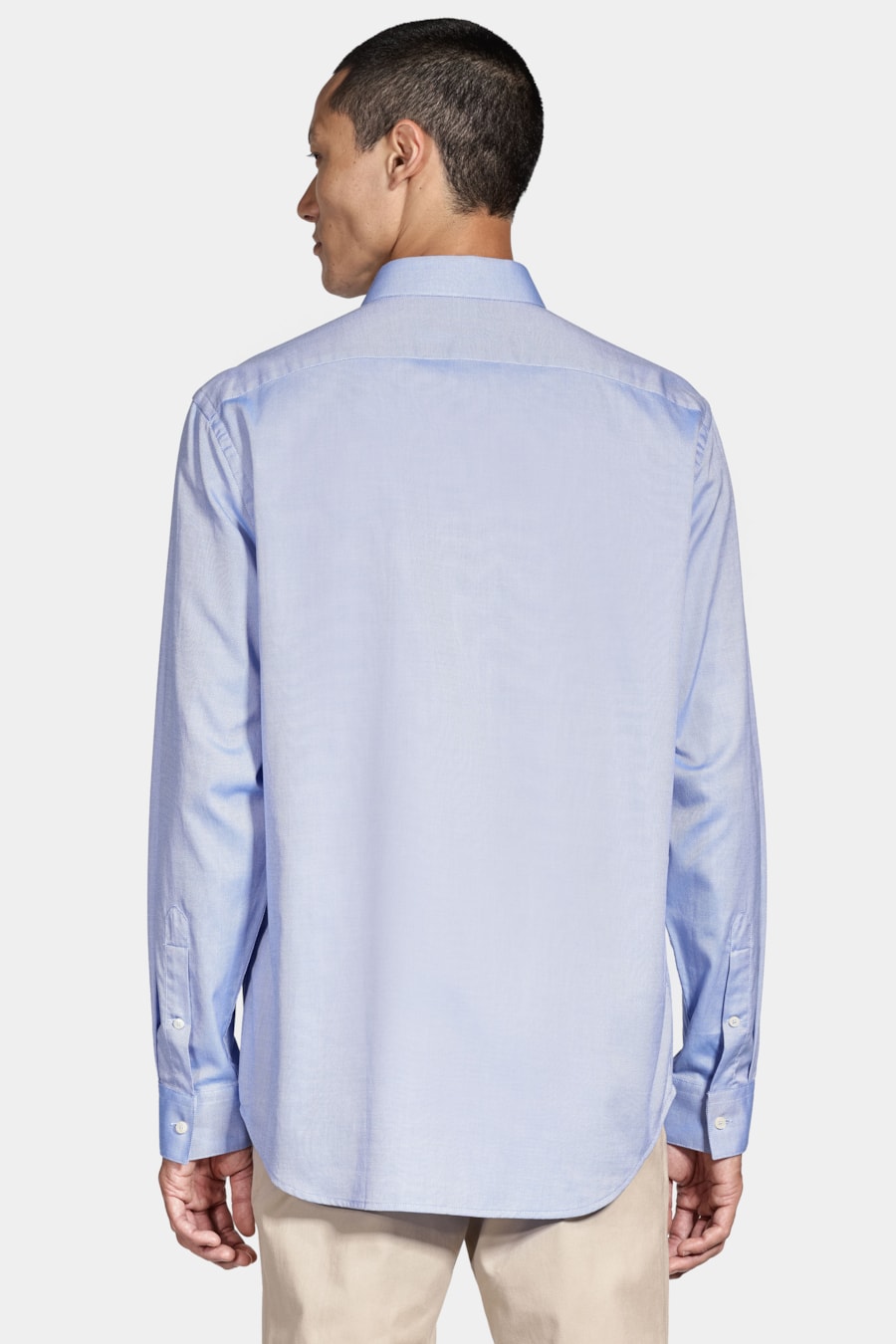 Camisa Regular Algodão Egípcio Fio 100 Maquinetada Azul — foto 4 de 6