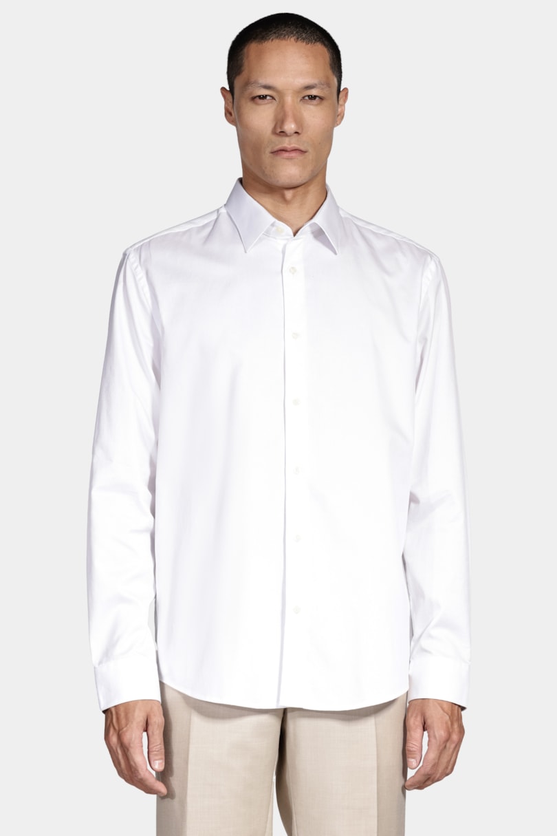 Camisa Regular Algodão Egípcio Fio 100 Maquinetada Branco