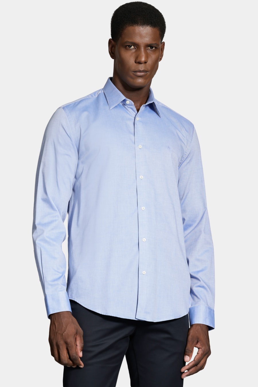 Camisa Regular Algodão Egípcio Fio 50 Azul — foto 1 de 6