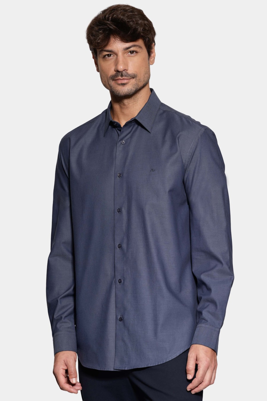 Camisa Regular Algodão Egípcio Fio 50 Azul Escuro — foto 1 de 6