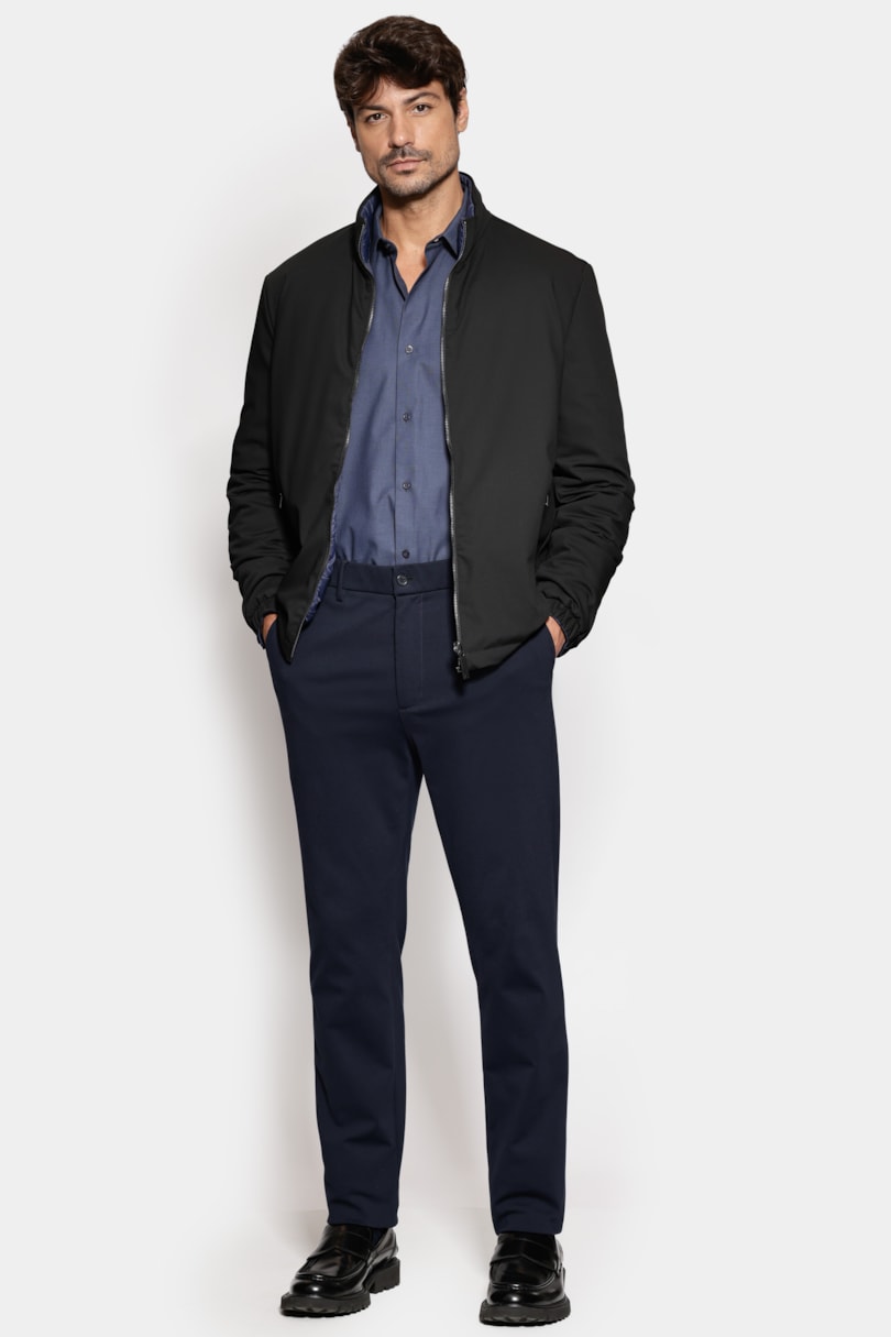Camisa Regular Algodão Egípcio Fio 50 Azul Escuro