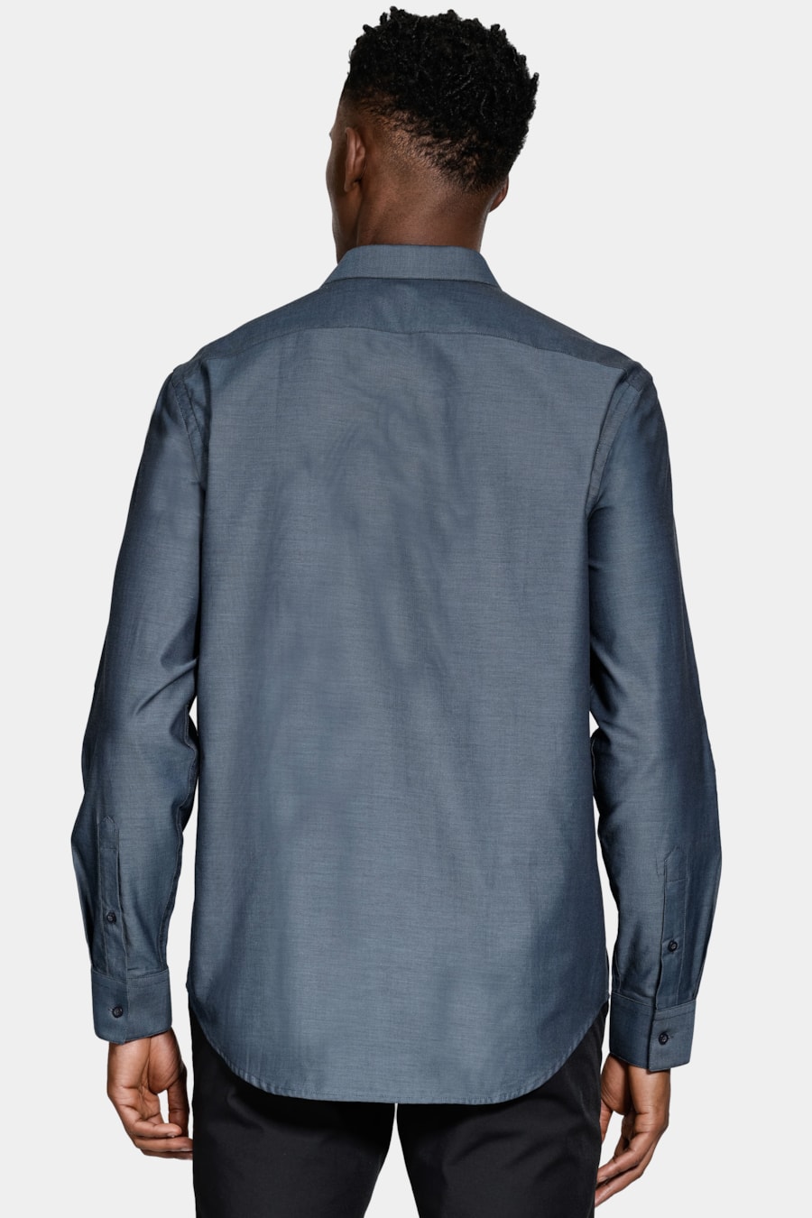 Camisa Regular Algodão Egípcio Fio 50 Azul Forte — foto 4 de 6