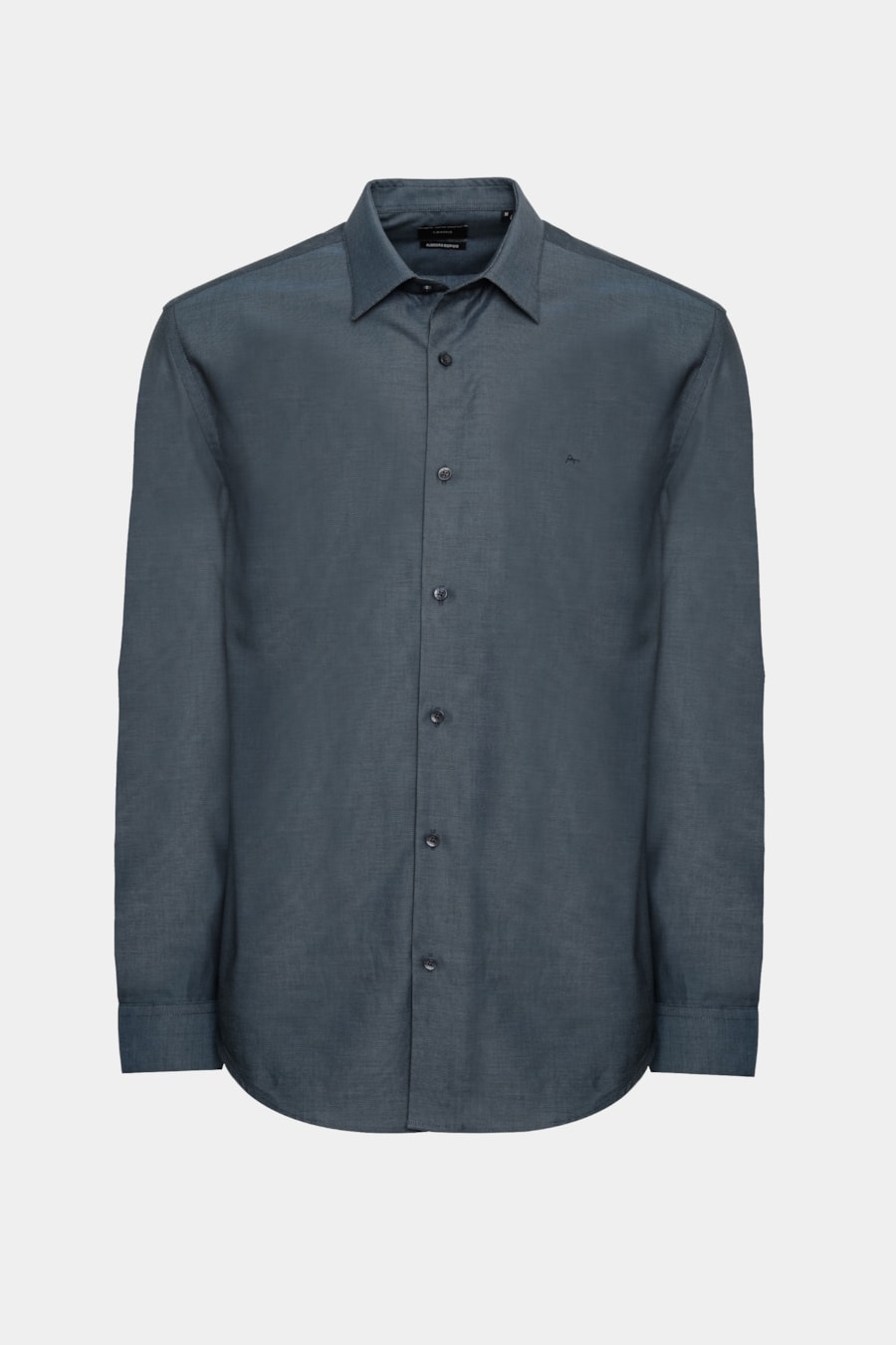 Camisa Regular Algodão Egípcio Fio 50 Azul Forte — foto 5 de 6