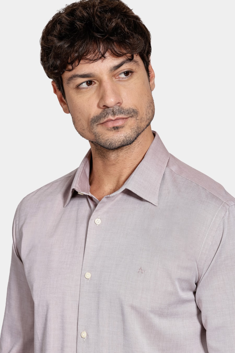 Camisa Regular Algodão Egípcio Fio 50 Castanho — foto 3 de 6