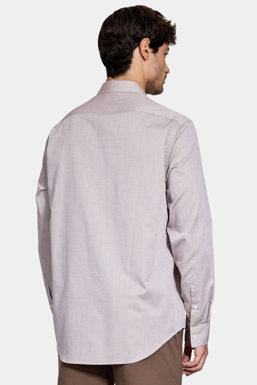 Camisa Regular Algodão Egípcio Fio 50 Castanho — foto 4 de 6