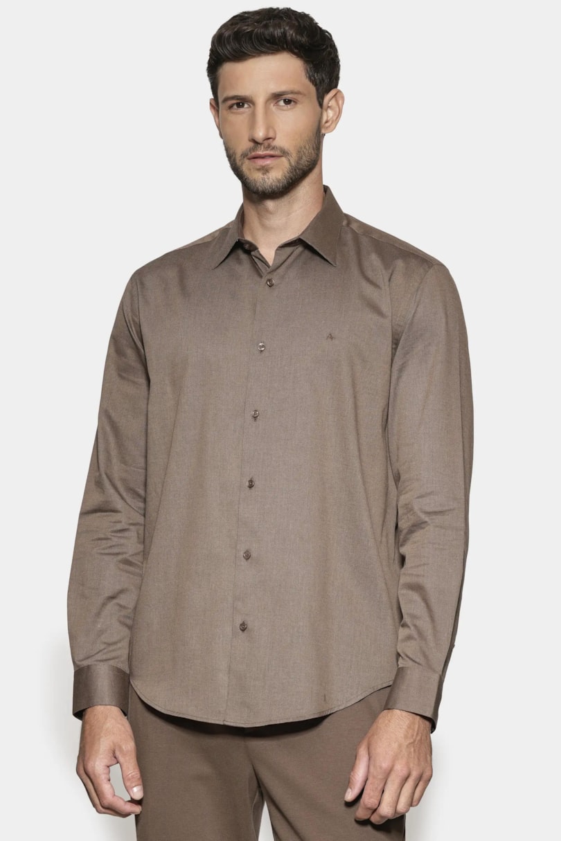 Camisa Regular Algodão Egípcio Fio 50 Castor