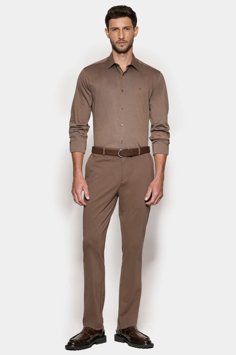 Camisa Regular Algodão Egípcio Fio 50 Castor