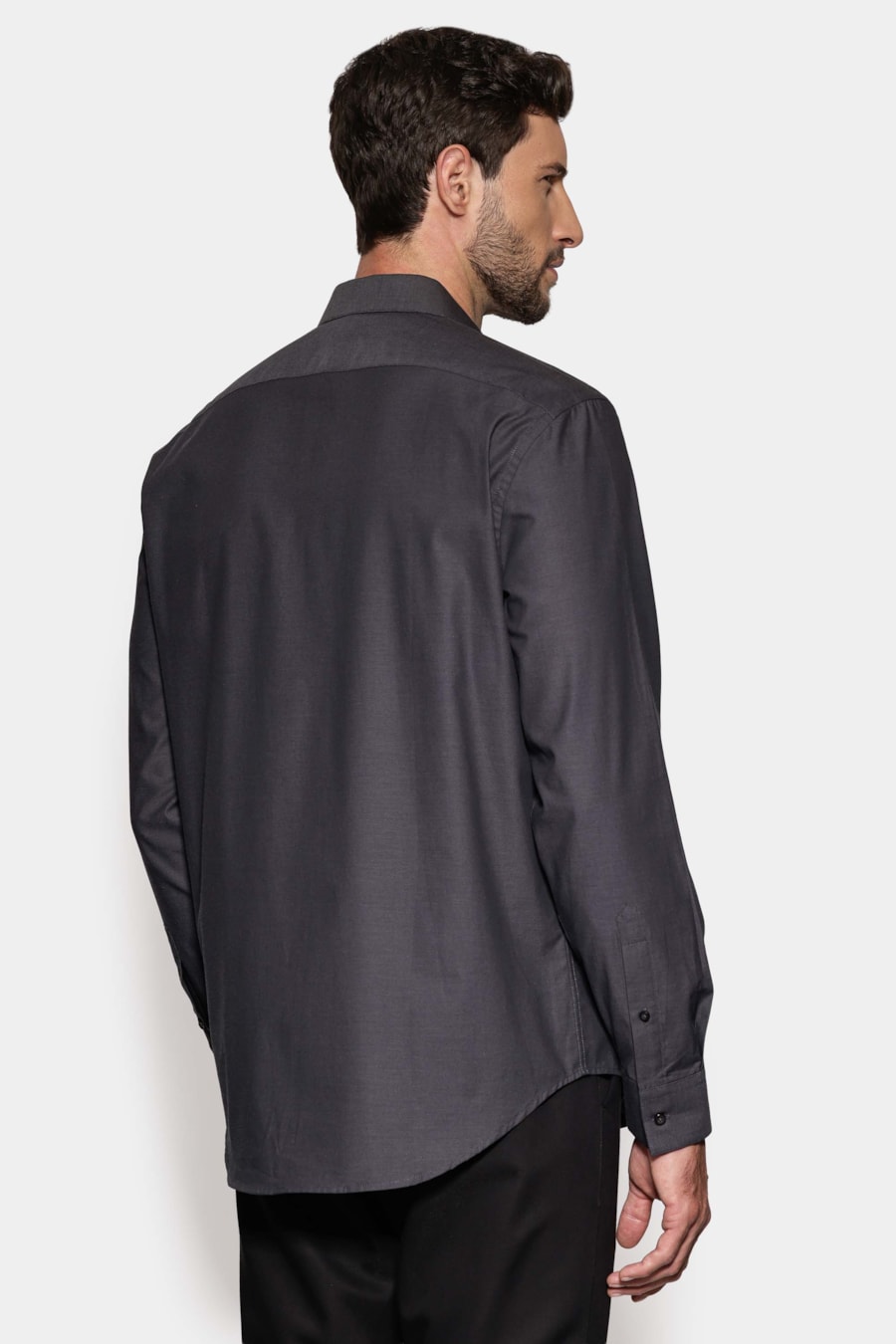 Camisa Regular Algodão Egípcio Fio 50 Cinza Escuro — foto 4 de 6