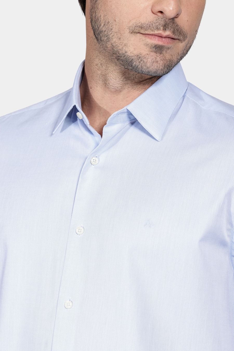 Camisa Regular Algodão Egípcio Fio 50 Petronas Azul Claro — foto 3 de 6