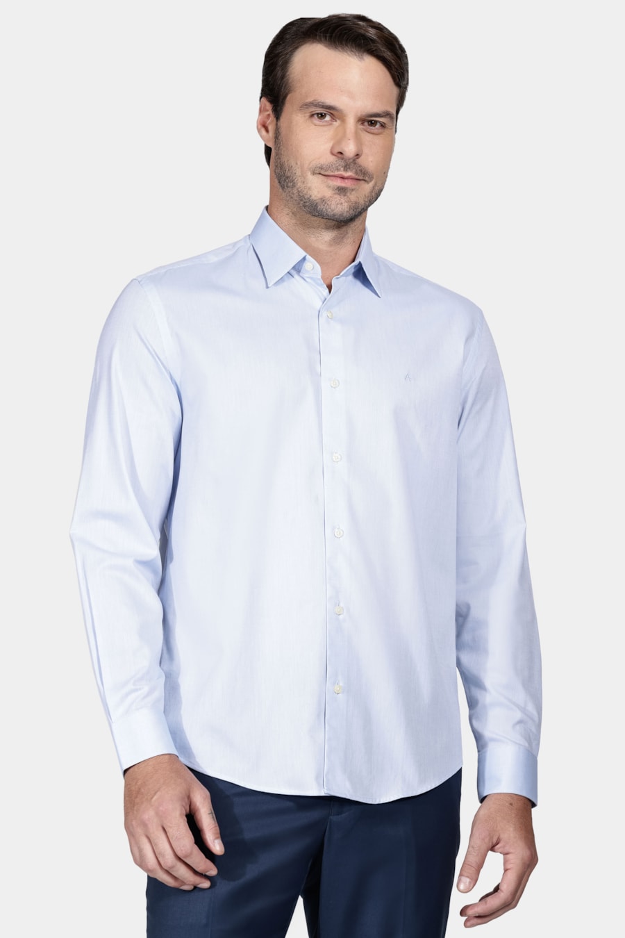Camisa Regular Algodão Egípcio Fio 50 Petronas Azul Claro — foto 1 de 6