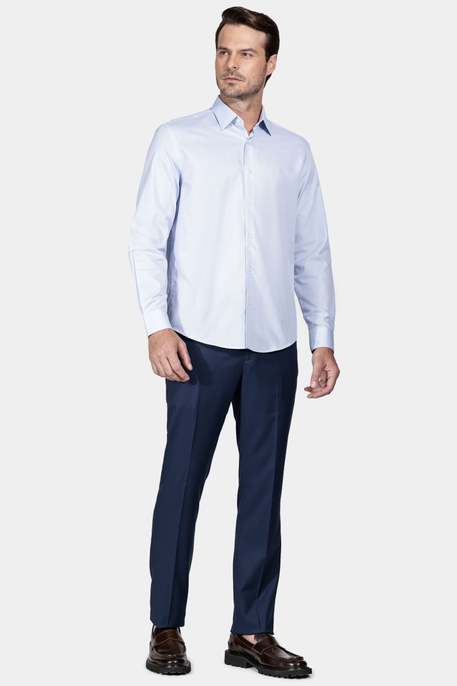 Camisa Regular Algodão Egípcio Fio 50 Petronas Azul Claro — foto 2 de 6