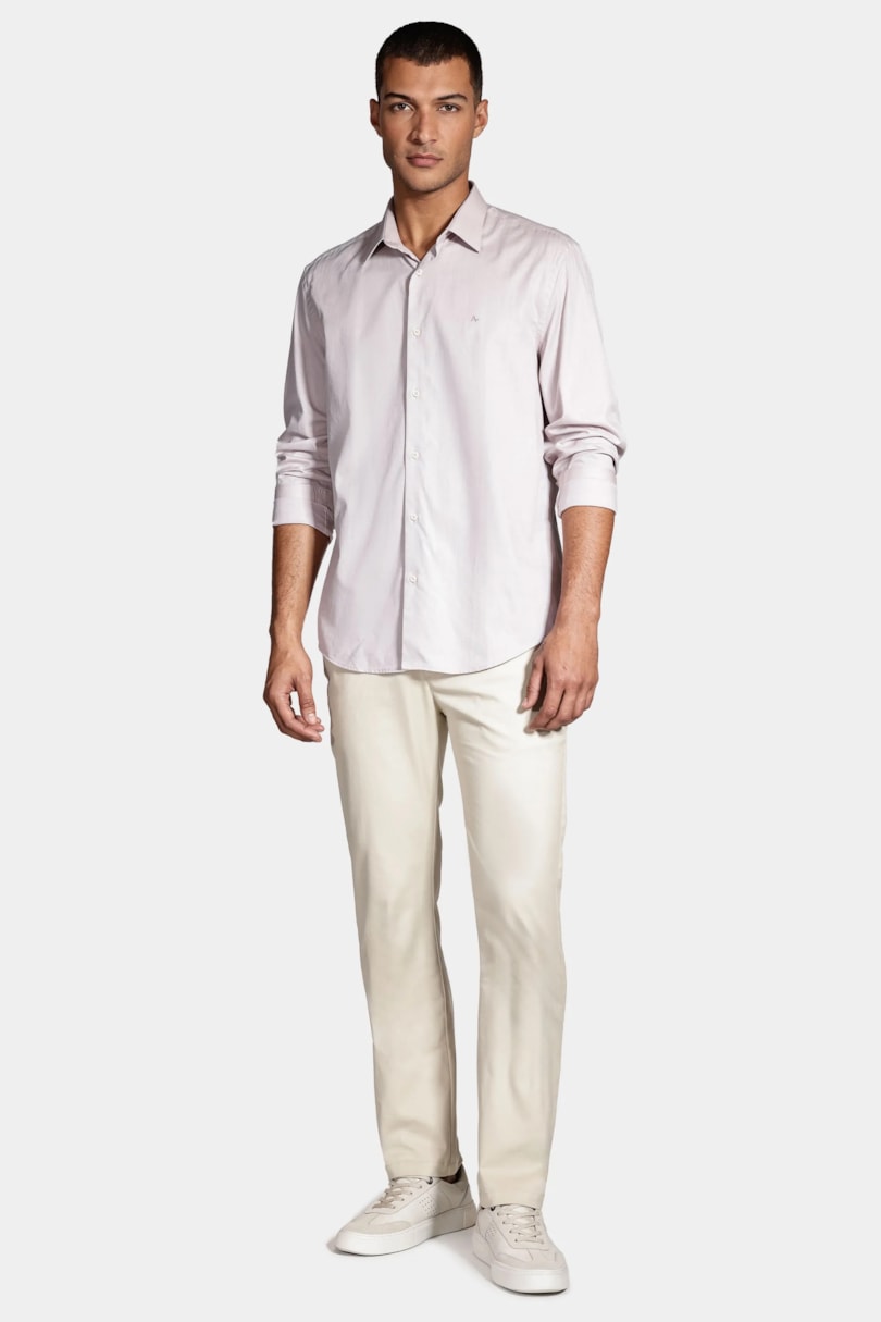 Camisa Regular Algodão Egípcio Fio 50 Petronas Cáqui