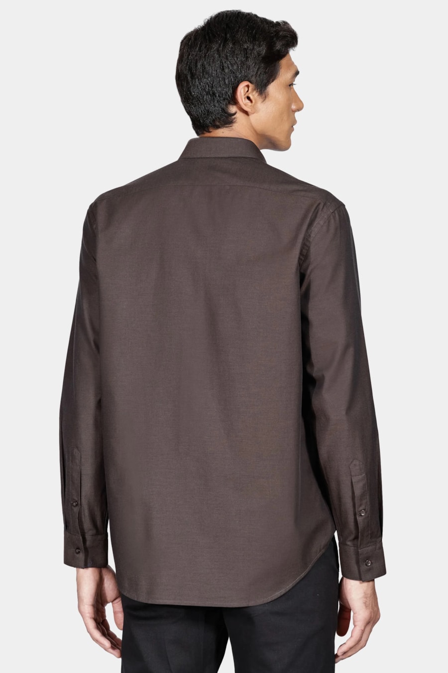 Camisa Regular Algodão Egípcio Fio 50 Petronas Marrom — foto 4 de 5