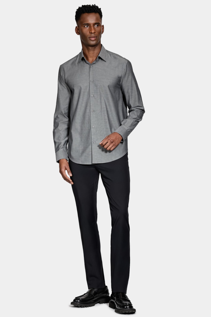 Camisa Regular Algodão Egípcio Fio 50 Preto — foto 2 de 6