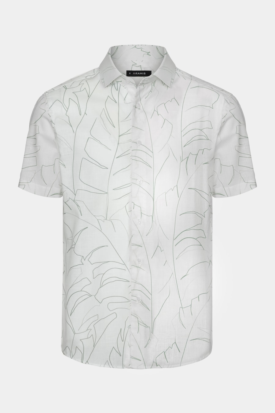 Camisa Regular Algodão Manga Curta Folhagem Branco C/Verde — foto 5 de 6