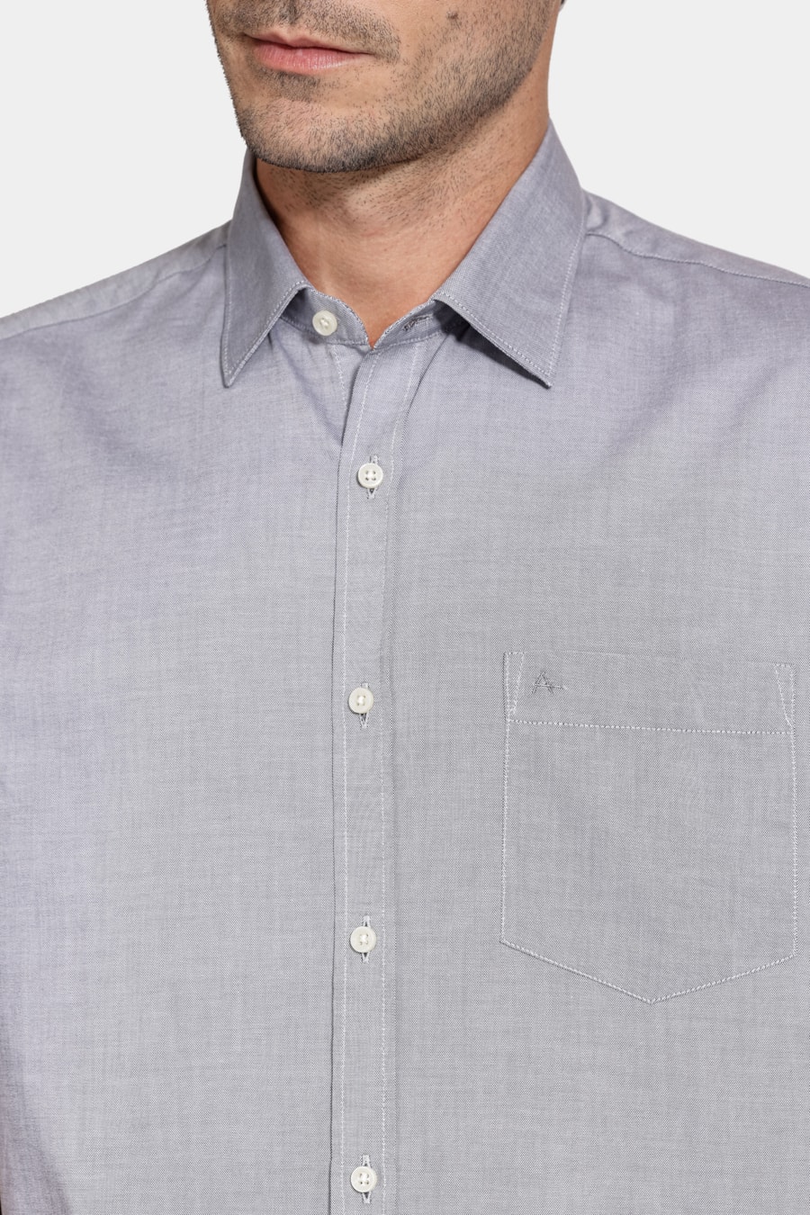 Camisa Regular Algodão Manga Curta Pinpoint Aluminio — foto 4 de 6