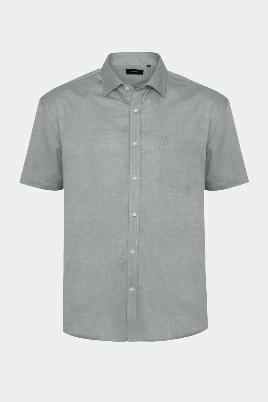 Camisa Regular Algodão Manga Curta Pinpoint Verde Garrafa — foto 1 de 5