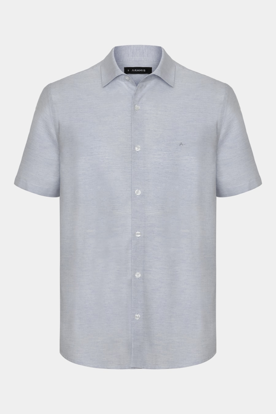 Camisa Regular Algodão Mescla Manga Curta Azul — foto 5 de 6